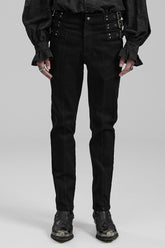Black Slim Straps Symmetrical Men's Steampunk Straight Leg Pants